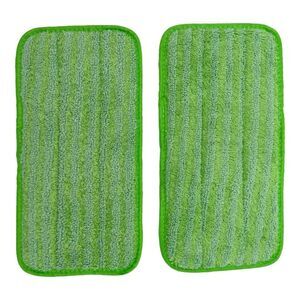 Smart Home Reusable Green Microfiber Hook and Loop Mop Floor Duster Pads, 2 Pack